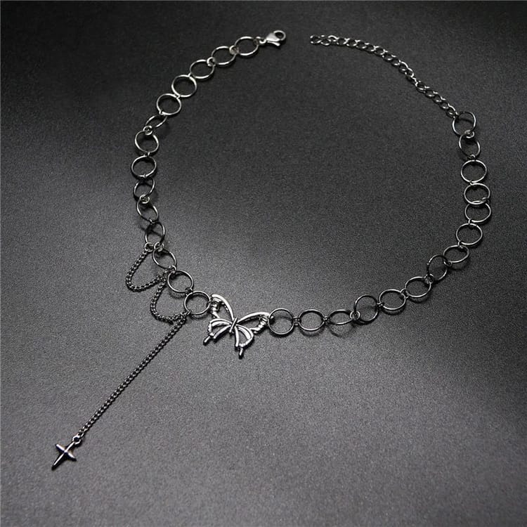 Silver Butterfly Necklace/Choker