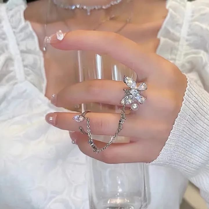 Pearl Butterfly Necklace and Ring Set