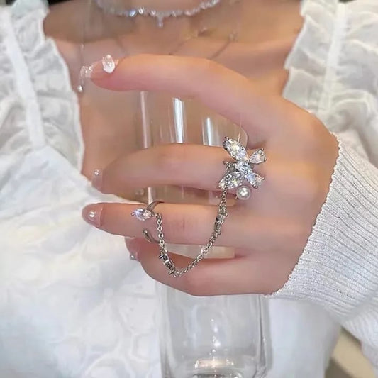 Pearl Butterfly Necklace and Ring Set