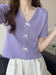 Purple Bow Tie Knit Top