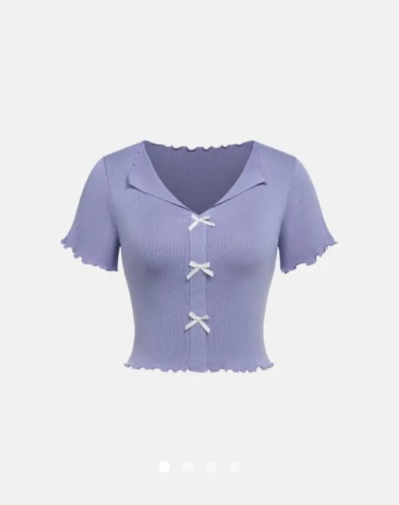 Purple Bow Tie Knit Top