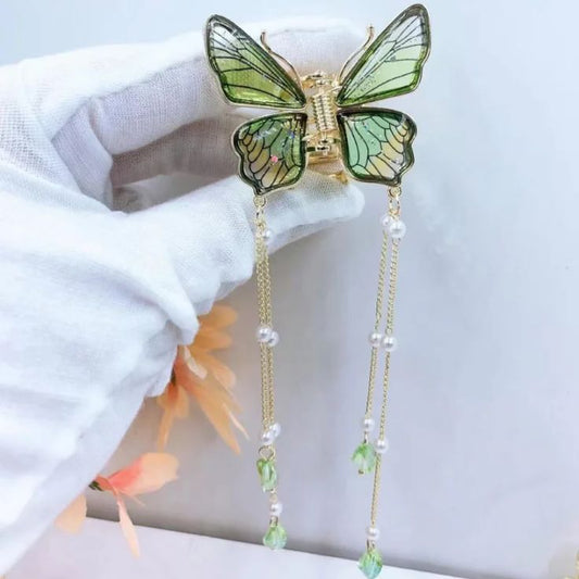 Krelin Butterfly Embellished Tassel Claw Clip