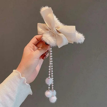 Bowtie Fluffy Hair Claw Clip