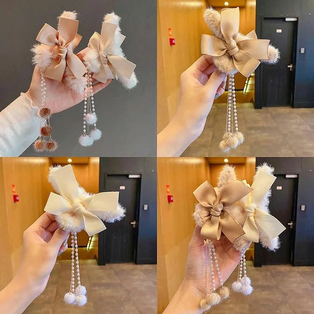 Bowtie Fluffy Hair Claw Clip