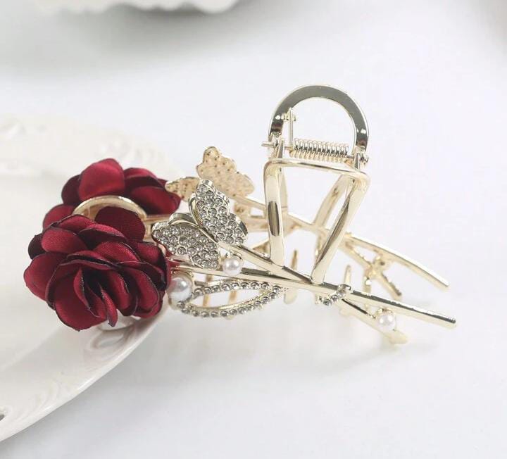 Rose Metallic Claw Clip