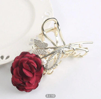 Rose Metallic Claw Clip