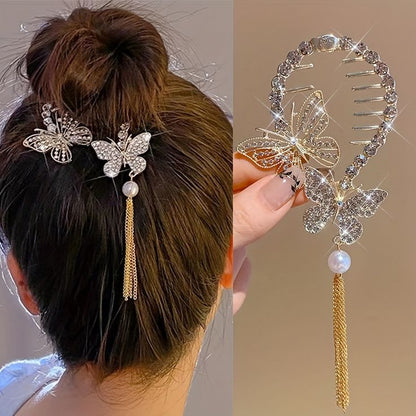 Gold Rhinestone Bun Clip