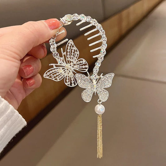 Gold Rhinestone Bun Clip