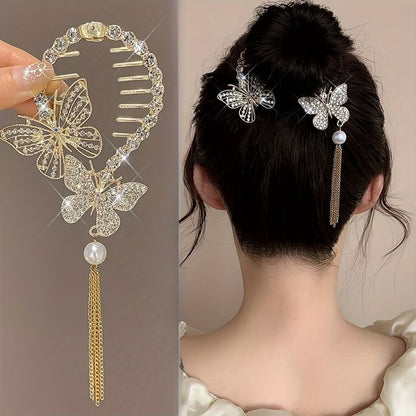 Gold Rhinestone Bun Clip
