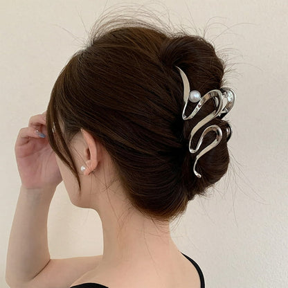 Faux Pearl Claw Clip