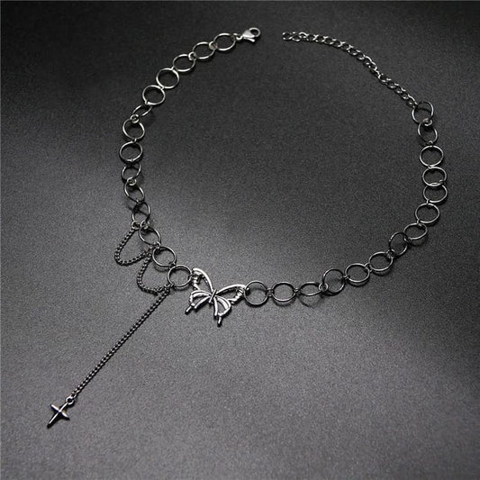 Silver Butterfly Necklace/Choker
