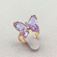 Crystal Purple Butterfly Adjustable Ring