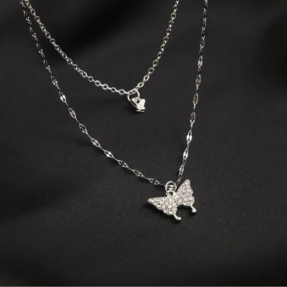 Layered Silver Butterfly Pendant