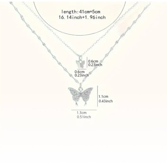 Layered Silver Butterfly Pendant