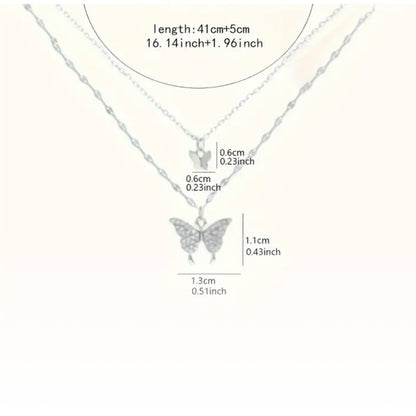 Layered Silver Butterfly Pendant