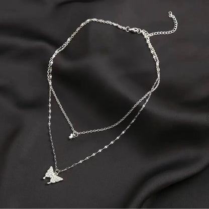 Layered Silver Butterfly Pendant