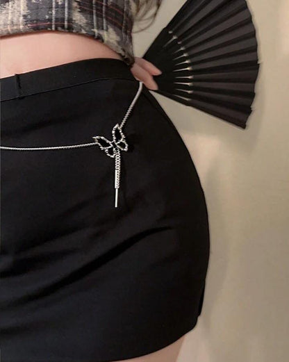 Adjustable Silver Butterfly Pendant (Black)