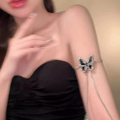 Adjustable Silver Butterfly Pendant (Black)