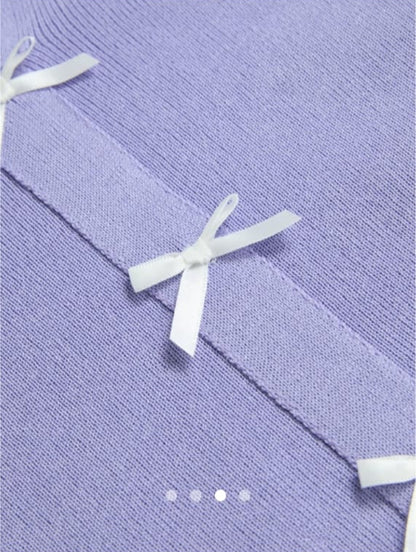 Purple Bow Tie Knit Top