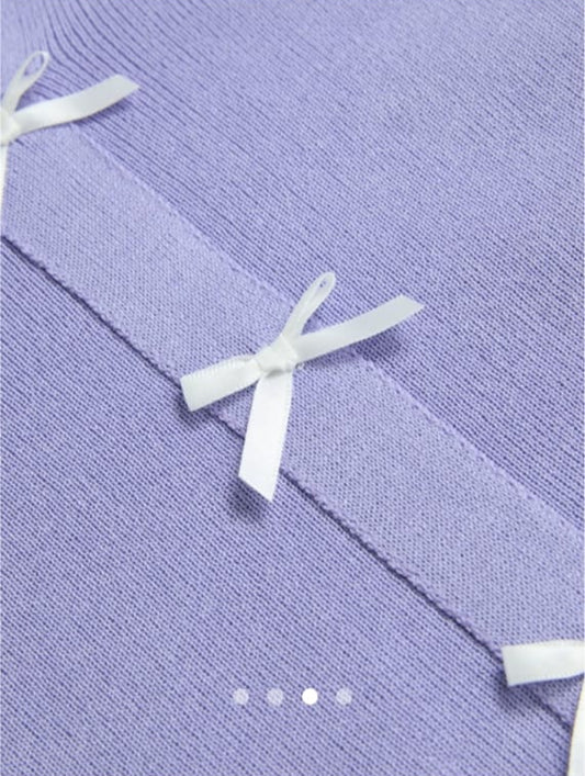 Purple Bow Tie Knit Top