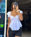 White Ruffle Top
