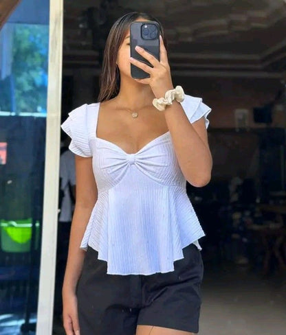 White Ruffle Top
