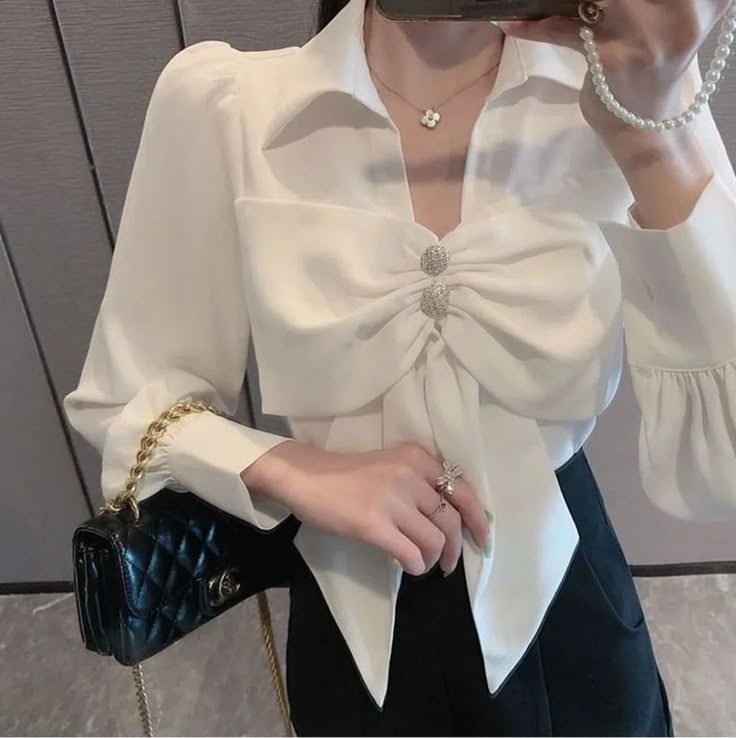 White Bow-tie Top
