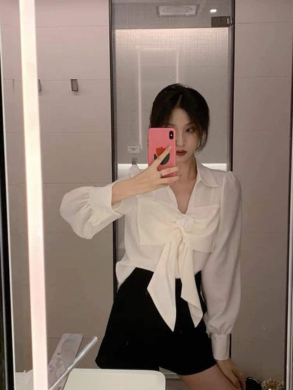 White Bow-tie Top